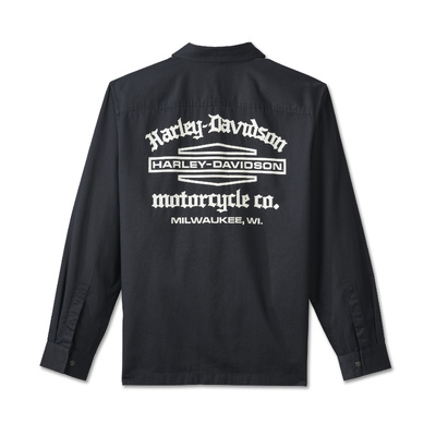 Harley-Davidson Wrench Crew Mechanics Long Sleeve Mens Shirt - Harley Black