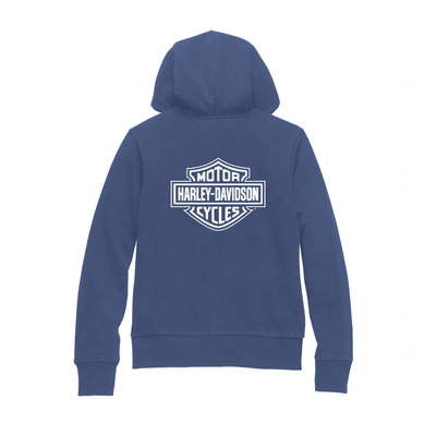 Womens Special Bar and Shield Zip Front Hoodie - Gray Blue