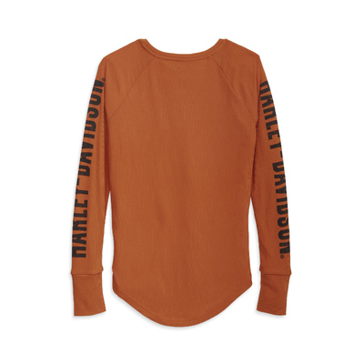 Womens Authentic Bar &amp; Shield Rib-Knit Top - Vintage Orange