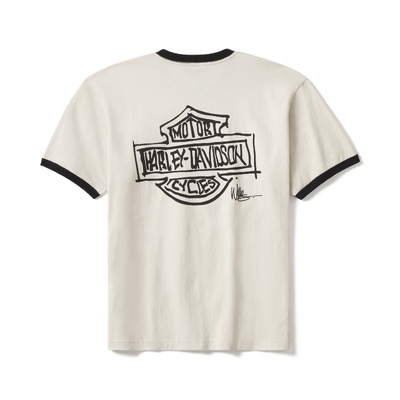 Willie G Sketchy Bar &amp; Shield Ringer Tee - Parchment