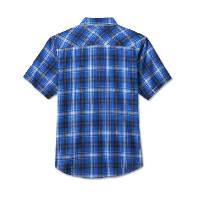 Mens Backing It In Short Sleeve Plaid Shirt - Blue Plaid