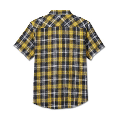 Mens Backing It In Short Sleeve Plaid Shirt - Yellow Plaid