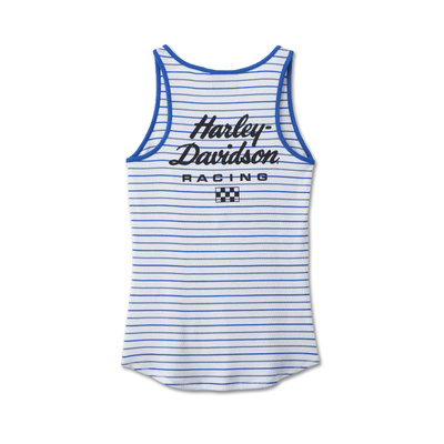 Harley-Davidson Women&#39;s #1 Racing Striped Tank - YD stripe - Bright White