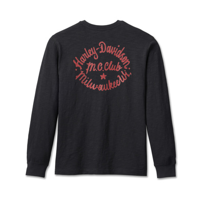 Harley-Davidson Mens Club Crew Long Sleeve Tee - Black Beauty - Black Beauty