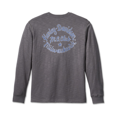 Harley-Davidson Mens Club Crew Long Sleeve Tee - Blackened Pearl - Blackened Pearl