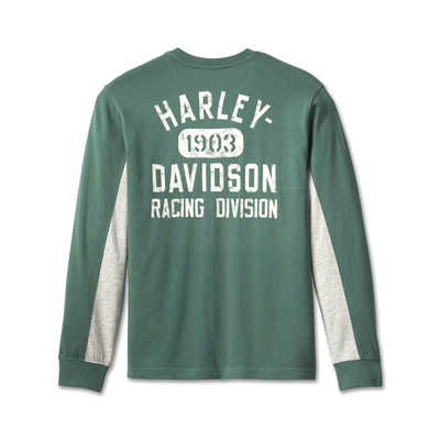 Harley-Davidson Mens Racing Bar &amp; Shield Tee - Colorblocked- Bistro Green - Colorblocked- Bistro Green