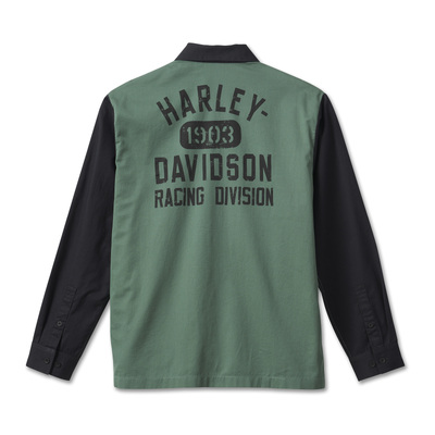 Harley-Davidson Mens Racing Colorblock Shirt - Bistro Green - Bistro Green