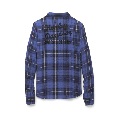 Womens Classic Racer Plaid Shirt - YD Plaid - Peacot