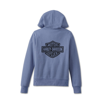 Womens Special Bar and Shield Zip Front Hoodie - Colony Blue