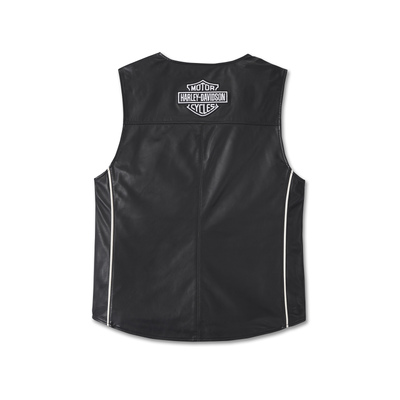 Harley-Davidson Mens Factory Leather Vest - Black Beauty
