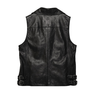 Womens Celebration Embellished Leather Vest - Black