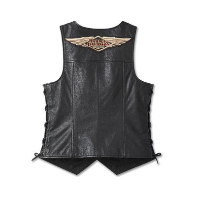 Womens 120th Anniversary Laced Side Leather Vest - Black