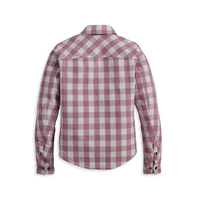 Womens Operative Riding Shirt Jacket - PLAID-DUSKY ORCHID