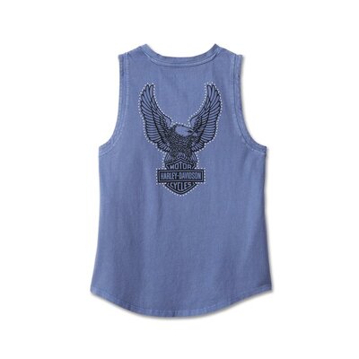 Womens Throttle Lace-Up Tank - Colony Blue