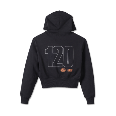 Womens 120th Anniversary Zip Front Hoodie - Black Beauty