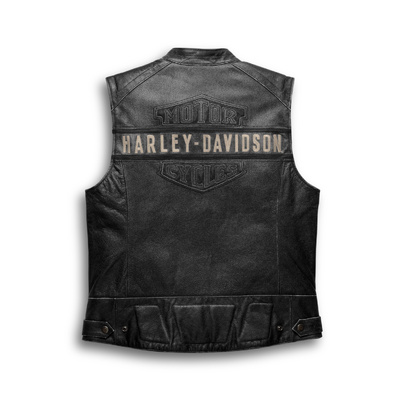 Harley-Davidson Passing Link Leather Mens Vest - Grey Charcoal