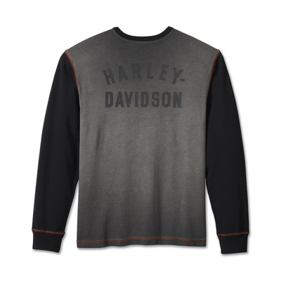 Harley-Davidson Mens Iron Bond Henley - Colorblocked - Light Grey