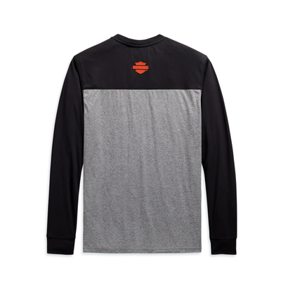 Harley-Davidson Mens Performance Micro Mesh Long Sleeve Colorblock Tee - Grey