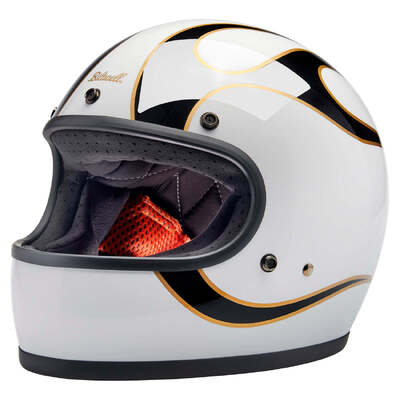 Biltwell Gringo ECE R22.06 Helmet - Gloss White/Black Flames