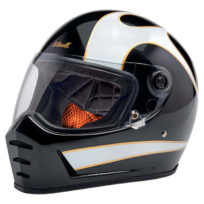 Biltwell Lane Splitter ECE R22.06 Helmet - Gloss Black/White Flames