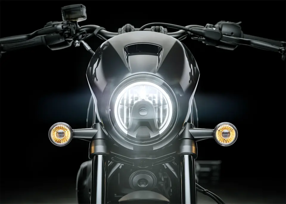 2025 Nightster Special motorcycle's fairing and LED lights