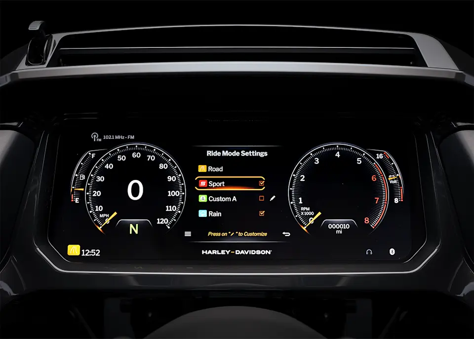 2025 Road Glide TFT display ride mode settings