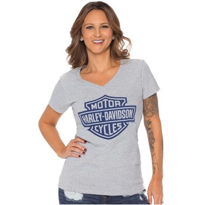 Ladies Bar & Shield Tee - Grey