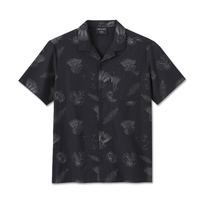 Harley-Davidson Engine Aloha Short Sleeve Mens Shirt - Harley Black