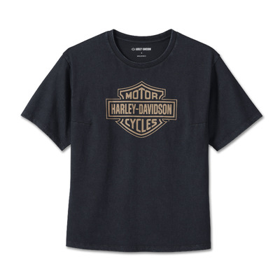 Womens Bar &amp; Shield Oversized Boxy Tee - Black Beauty