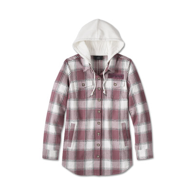 Womens Thrill Seeker Tunic with Removable Hood - YD Plaid - Crushed Berry