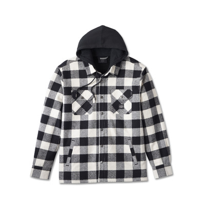 Mens Willie G Skull Hooded Shirt - Black Plaid