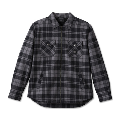 Harley-Davidson Men&#39;s Flying Eagle Zip-Up Flannel - Black Plaid