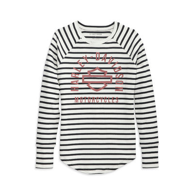 Womens Genuine Striped Long Sleeve Tee - YD Stripe - Black Beauty