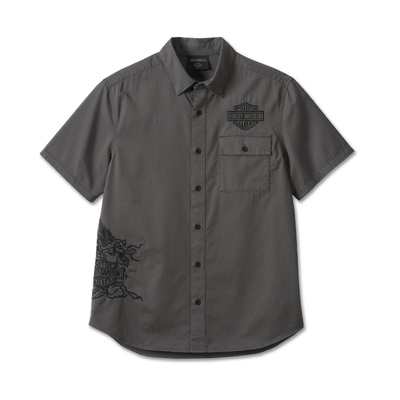 Mens Year of The Dragon Short Sleeve Shirt - Blackened Pearl