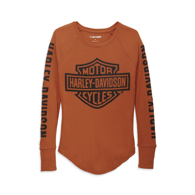 Womens Authentic Bar &amp; Shield Rib-Knit Top - Vintage Orange