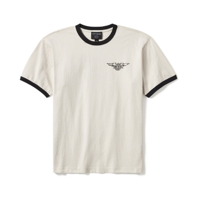 Willie G Sketchy Bar &amp; Shield Ringer Tee - Parchment