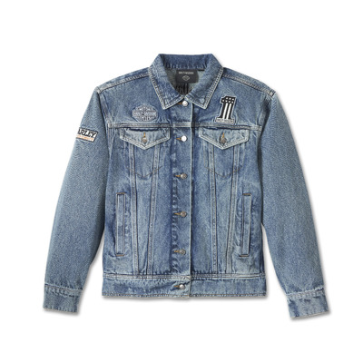 Womens Powerslide Oversized Denim Jacket - Medium Indigo