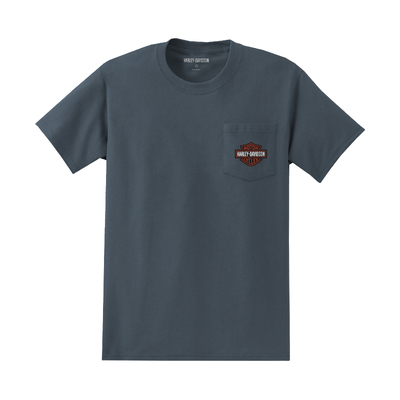 Mens Bar &amp; Shield Pocket Tee - Dust Blue