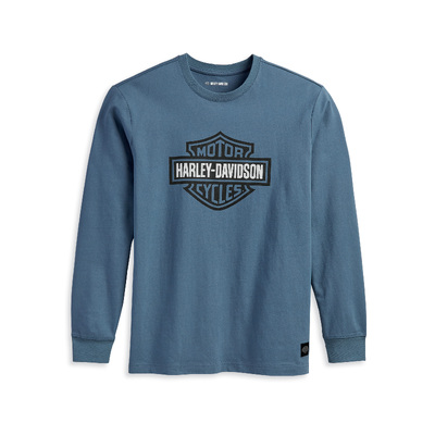 Mens Bar &amp; Shield Long Sleeve Tee - Dust Blue