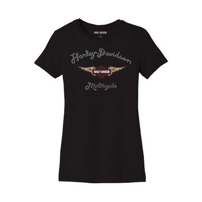 Womens Forever Silver Wing Tee - Black Beauty