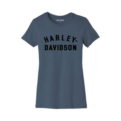 Womens Forever Racer Font Tee - Dusty Blue