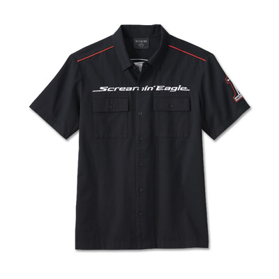 Mens Screamin Eagle Short Sleeve Shirt - Harley Black