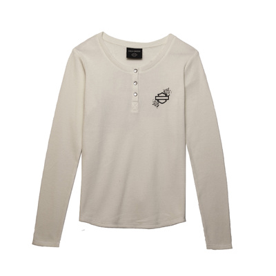 Womens Fireside Roses Thermal Henley - Cloud Dancer