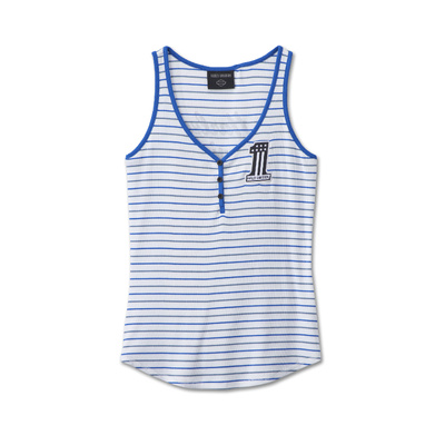 Harley-Davidson Women&#39;s #1 Racing Striped Tank - YD stripe - Bright White