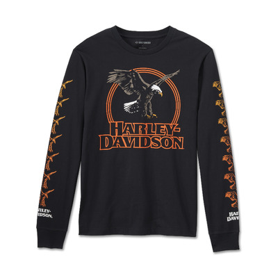 Mens Rising Eagle Long Sleeve Tee - Harley Black