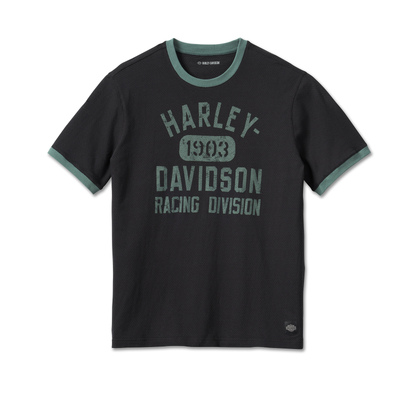 Harley-Davidson Mens Racing Ringer Tee - Black Beauty - Black Beauty