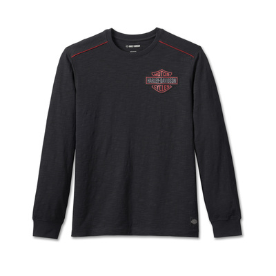 Harley-Davidson Mens Club Crew Long Sleeve Tee - Black Beauty - Black Beauty