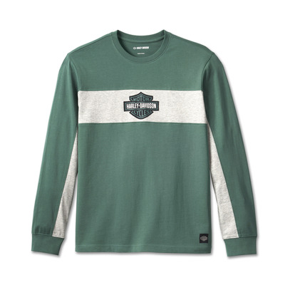 Harley-Davidson Mens Racing Bar &amp; Shield Tee - Colorblocked- Bistro Green - Colorblocked- Bistro Green