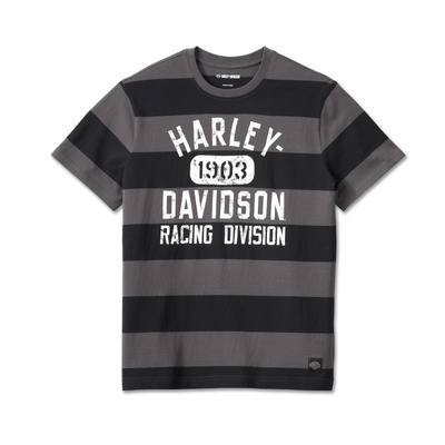 Harley-Davidson Mens Racing Striped Tee - Black Beauty Stripe - Black Beauty Stripe
