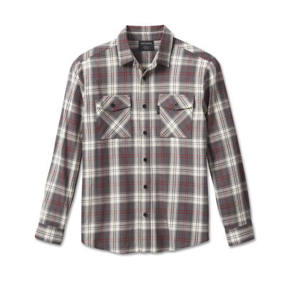 Harley-Davidson Mens Essence Shirt - Grey Plaid - Grey Plaid